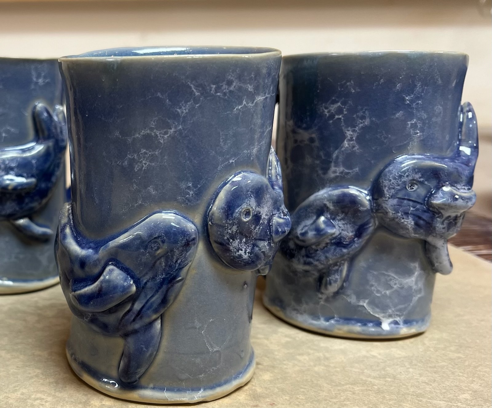 Finished handmade pottery pieces glazed and ready from Alaska Mud Pottery